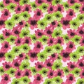 Seamless pattern from scarlet and light green ÃÂ  flowers.